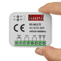 Receptor De Control Remoto Para Puerta De Garage Universal 2 CH Switch Multi-Frecuencia 300-900MHz Compatible Con Transmisor 433 868 MHz - details 2