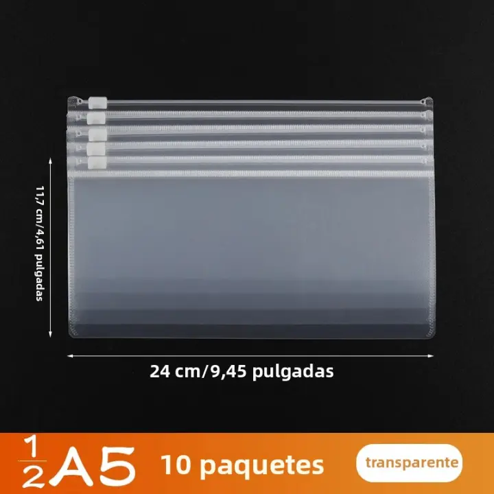 Bolsa De Documentos Transparente Con Cierre De Cremallera Para Exámenes Y Oficina 10PCS A4 A5 A6 Gran Capacidad Mesh Simple - 1