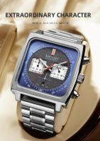 Reloj De Pulsera De Cuarzo MEGIR Para Hombre Dial Cuadrado Cronógrafo Multifuncional Deportivo Resistente Al Agua Con Fecha Y Manos Luminosas - details 0