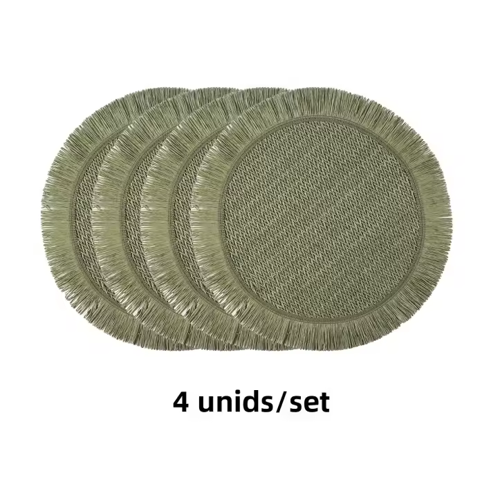 Juego De 4 Tapetes De Papel Tejido Redondo Para Mesa De Comedor Estilo Bohemio Decoración De Mesa Material Papel - 1