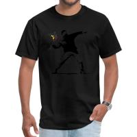 Camiseta De Algodón Para Hombre Con Diseño De Arte Callejero Banksy Florista T-shirt De Moda Casual De Talla Grande - details 1