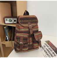 Nueva Mochila Grande Para Mujer 2024 Estilo Étnico Retro Con Cordón Y Estampado Casuístico Bolso De Tanque De Escuela Casual - details 7