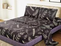 Juego de Sábanas verano 3 y 4 Piezas - Estilo Doodle Negro con Hojas Amarillas, Poliéster Suave (Cama 90/135/150, Incluye Funda Nórdica) - details 0
