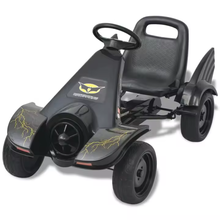 VidaXL Kart infantil a pedales con asiento regulable +3A negro 61x115x62 cm - 1