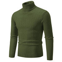 (Mejor) Hombres suéter de cuello alto Color sólido Lana Casual Invierno Chaqueta caliente Deporte suéter de cuello alto - details 4