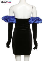 Vestido De Veludo Sin Espalda Para Mujer Con Guantes Nublados Bodycon Elástico Romántico Francesa Para Fiesta De Cumpleaños Vacaciones Streetwear - details 12