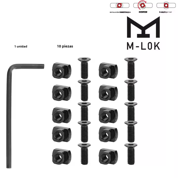 Juego De 10 Piezas De Tornillos Y Tornillos De Reemplazo Para Guardabarros M-LOK Accesorio De Arma De Caça E Esportes Militares Material De Aleación De Aluminio - 1
