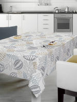 Mantel Hulehule Tex - Estampado Hojas Grises - PVC Impermeable - Mesa Rectangular - details 0