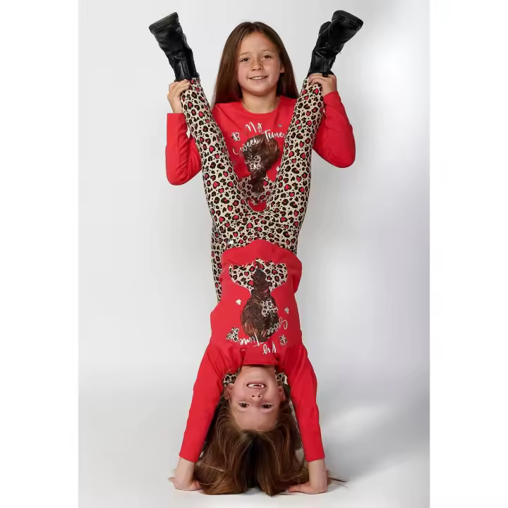 Koroshi Camiseta de manga larga con cuello redondo y estampado delantero para niña de color rojo - 1