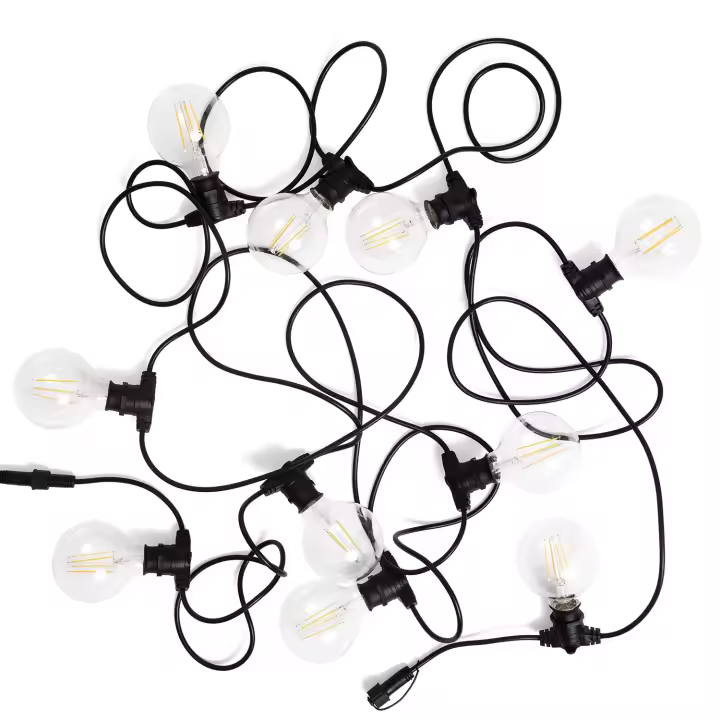 Ledkia Guirnalda Exterior con Bombillas LED B22 Filamento G95 10m IP44 Negro 3000K Blanco Cálido - 1