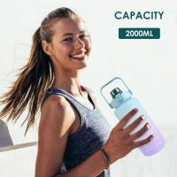 Botella De Agua Deportiva Grande 2L Sin Bisfenol a Portátil Para Exteriores Con Pajita Elástica Termoacumuladora Mate Gradiente - details 5
