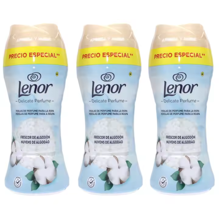 Lenor Sensitive Pack de 3 botes perlas para la lavadora perfumadas aroma frescor de algodón 3 x 195g (585g en total) - 1