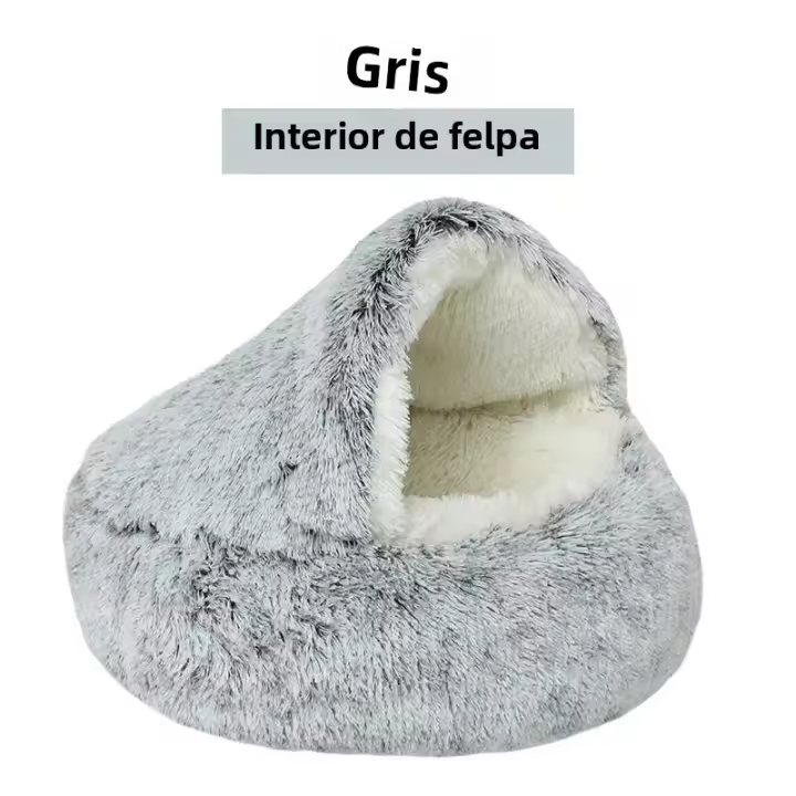 Cama De Peluche Para Gatos Invierno Almohadilla Redonda Para Mascotas 2 En 1 Cesto De Descanso Saco De Sueño Para Gatos Y Perros Pequeños Casa De Gato - 1