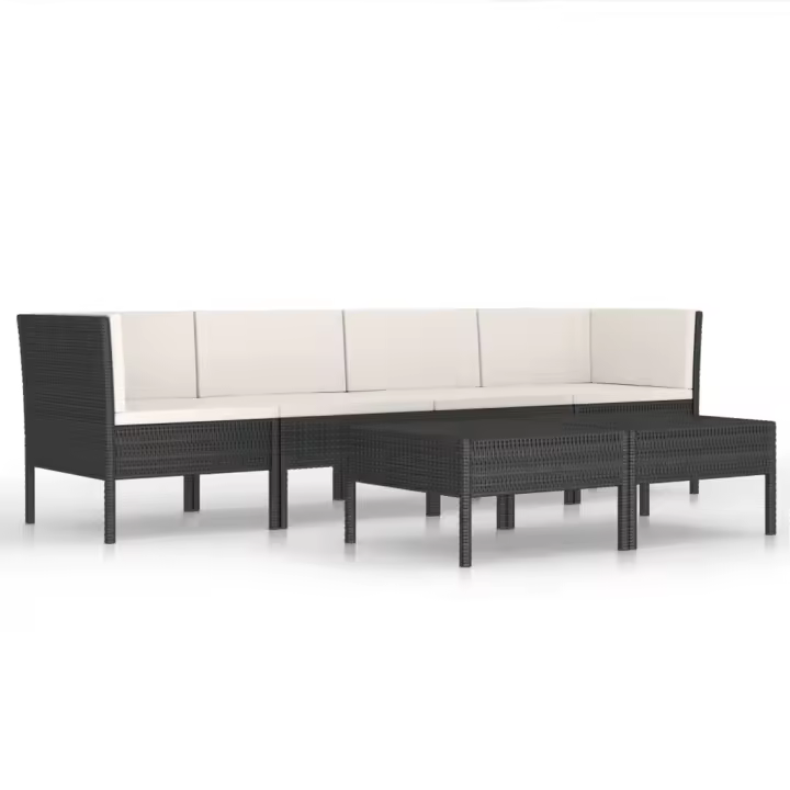vidaXL Set de muebles de jardín 6 pzas y cojines ratán sintético negro - 1