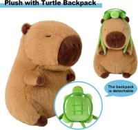 Lindo capybara de Plush with mochipa de Tortuga, animales de Plush capybara, juguetes de Plush, MARRON, 9 pulgadas - details 0