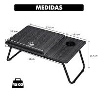 T-LoVendo Mesa Reclinable para Cama y Sofá, Bandeja Plegable con Portavasos, Ideal para Ordenador Portátil y Libros, con Cinco Alturas, Mesita Auxiliar Multiusos de MDF, Acero y Plástico - details 1