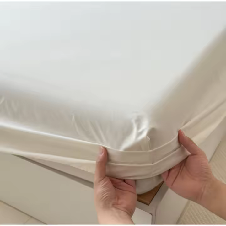 Funda De Suelo De Cama Impermeable 100% Poliéster Suave Y Cómoda Lavable En Máquina Color Sólido Simple Para Hogar - 1