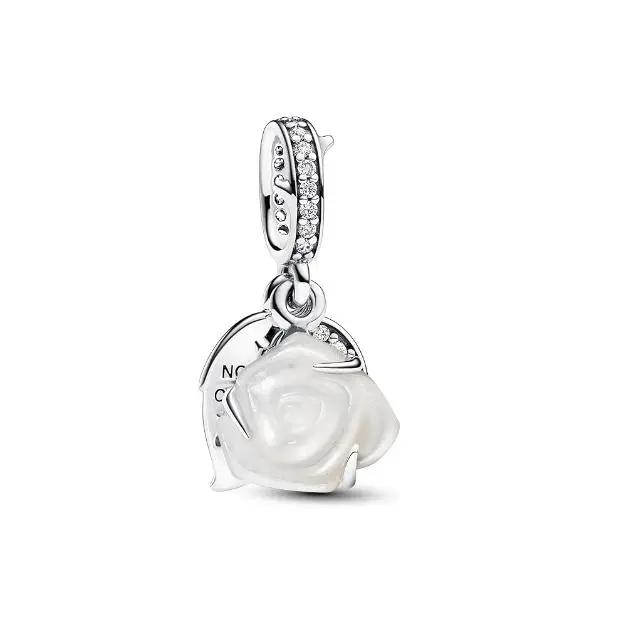 Pandora Moments - Colgante Doble de Plata de Lei con Corazón De Rosa, Colgante Doble Rosa, Viene con ONU embalaje de Caja de Giunte completo. - 1