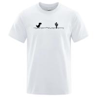Camiseta De Algodón 100% Para Hombre Con Estampado De Cactus Y Dinosaurio Estilo Casual O-neck Camiseta Básica Para Calle Geeks - details 2
