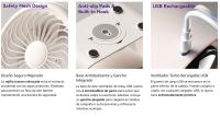 Ventilador de Mesa, Silencioso Recargable por USB with Bathería de 5400 mAh y Pantalla LED, Control de Velocidad Ajustable, Inclinación Variable de 90 ° para Oficina/Habitación/Hogar/Cocina - details 3
