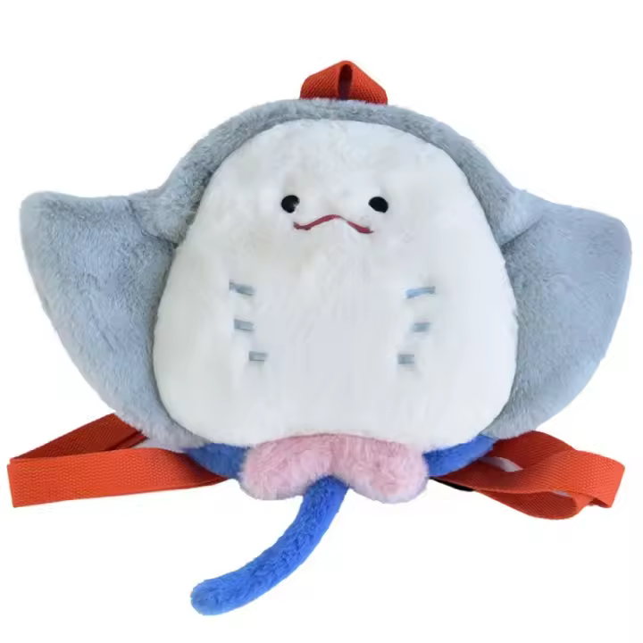 Manta Ray Plush Backpack Peluche De Ballena Y Tortuga Bolsa De Hombro De Animal Marítimo Juguete De Vida Marina Kawaii Regalos De Cumpleaños - 1