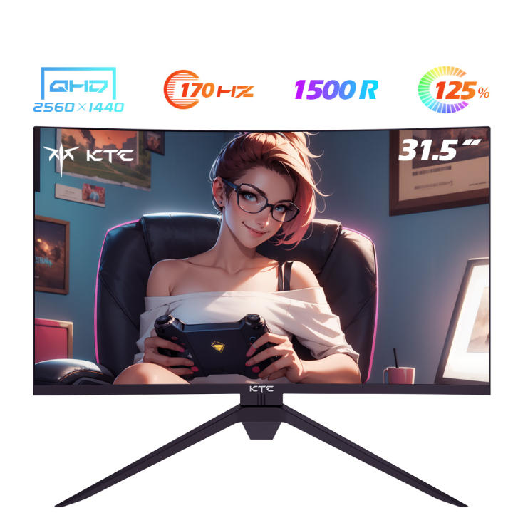 Monitor Curvo para Juegos KTC 32 Pulgadas 170Hz 2K QHD H32S17 (2560x1440_1ms_ NTSC 85%_ Panel HVA 1500R Sin Marco_HDMI2.0_ DP1.4_ USB_Audio_ 16:9_ Sin Parpadeo_ Luz Azul Baja_ 300cd/m²_ 3500:1_ sRGB 99%) FreeSync & G-Sync