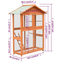 vidaXL Jaula para pájaros madera maciza pino y abeto 125,5x59,5x164 cm - details 7