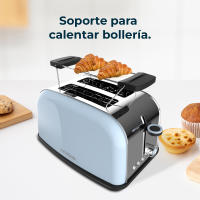 Tostadora vertical azul Toastin' time 850 de acero con doble ranura corta - 850 W de potencia y soporte para panecillos Cecotec - details 3