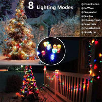Luces Solares Para Navidad Cadena De Luces Exteriores Impermeables Con Cable Verde De 8 Modos Decoración De Árbol Y Jardín - details 12