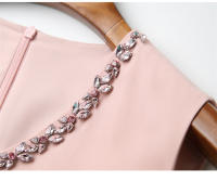 Vestido EVNISI De Verano Para Mujer Elegante Con Lazo Y Manga Mariposa Slim Para Oficina Vestido A-lineado De Color Rosa Dulce Con Cuello Redondo Y Cierre De Cremallera - details 12