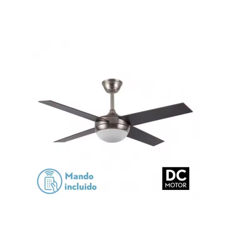 Ventilador dc ciro 2xe27 níquel 4 asp.rev. Haya/wengué 35/45x116.8d mando y temporizador - 1