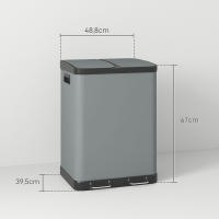 Cubo de basura 2x30L con pedal Cubo de basura con tapa y pedal, metálico Cube with interior Cube, ideal para el salón y la Oficina. - details 5