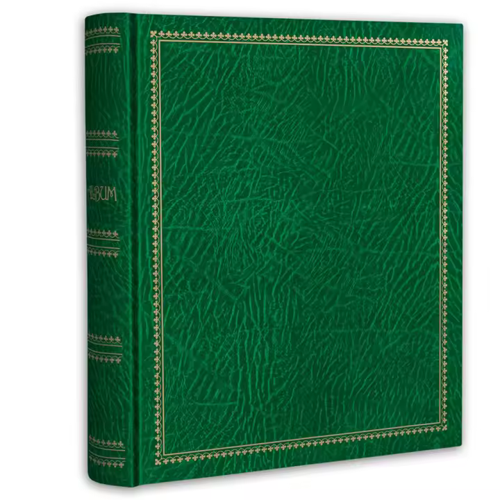 Álbum de fotos de anillas con páginas adhesivas para pegar fotos, tapa con clásica decoración dorada. Álbum coleccionable con 5 páginas adhesivas incluidas, posibilidad de añadir otras páginas, adhesivas o slip-in para conservar tus recuerdos y tus fotos - 1