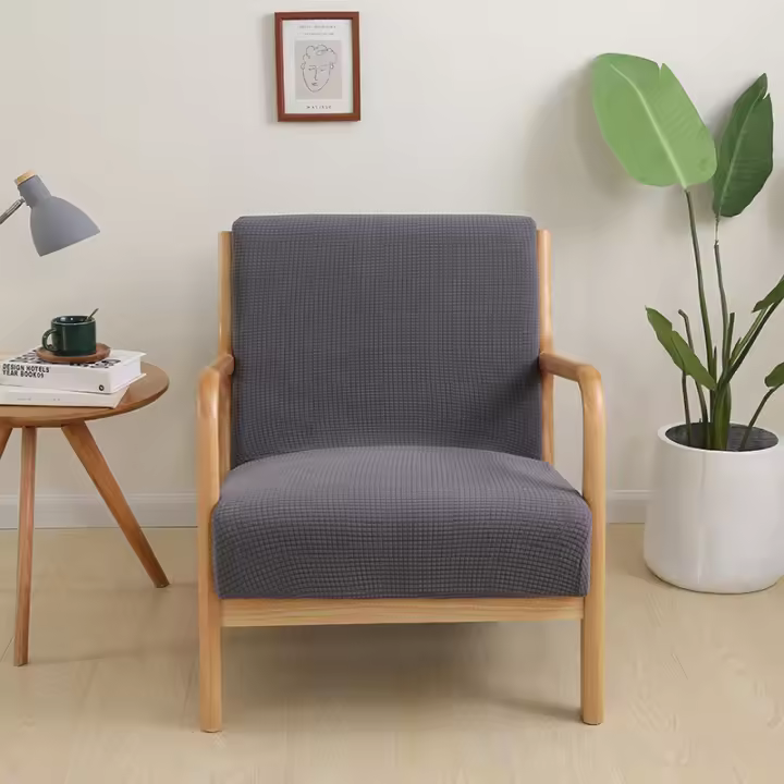 Cubierta De Silla De Mano Elástica De Color Sólido Con Cierre De Cremallera Protector De Muebles Lavable Para Decoración Del Hogar - 1