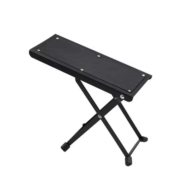 Pedal De Ajuste De Altura Y Antideslizante Para Guitarra Con Soporte Plegable Y Base Metálica Negra Accesorios Para Instrumentos Musicales - 1