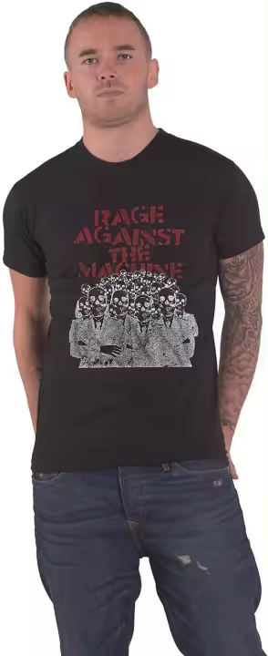 Camiseta Rage contra la máquina, puño rojo, Logo oficial, Unisex, negro - 1