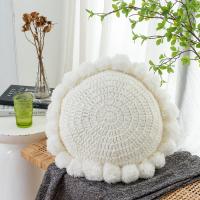 Almohada redonda de punto de lana estilo otoño e invierno con monedas para el hogar, cojín para acampar en casa de familia - details 1