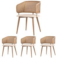 Conjunto de Mesa y Silla de Madera, Diseño único con sillas de Trinquete, Cojines envuelve en Cuero de PU, Muebles para el hogar elegantes y Sencillos - details 9