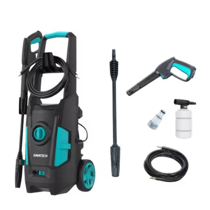 Hidrolimpiadora Gavatech de alta presión, 1800W, 390 L/h de caudal máximo. Manguera de alta presión de 5 metros. Incluye bote para detergente - 1