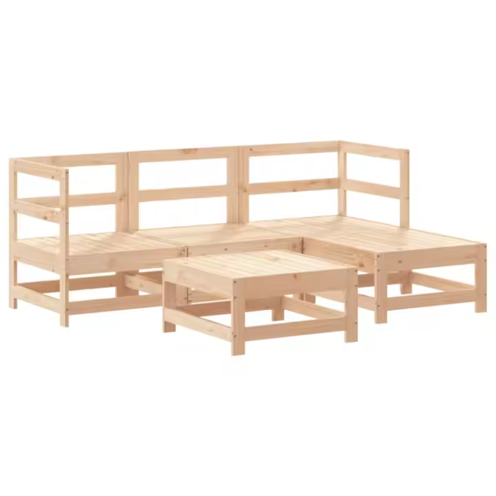 vidaXL Juego de sofás de jardín 5 piezas madera maciza de pino - 1