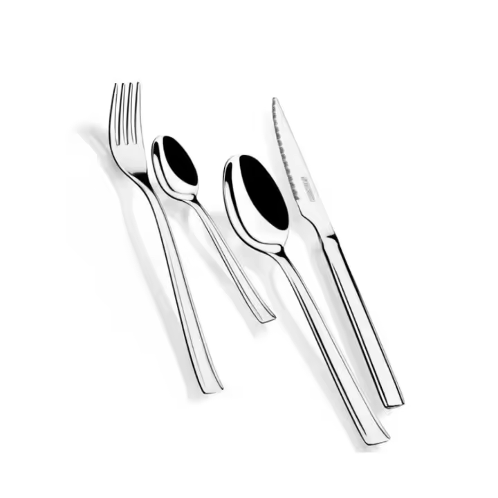 Monix Europa Juego de cubiertos 24 piezas acero inoxidable, set con cuchillo chuletero. Utensilios de cocina cubertería - 1