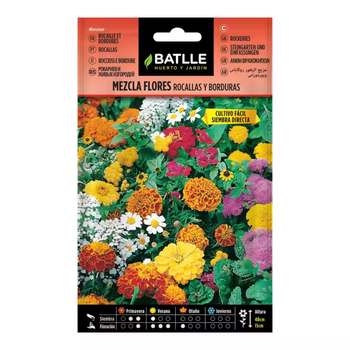 Batlle Semillas de Flores Rocallas y Borduras | Siembra de Abril a Junio | Floración de Mayo a Septiembre | Altura 15-40 Cm | Ciclo Anual - 1