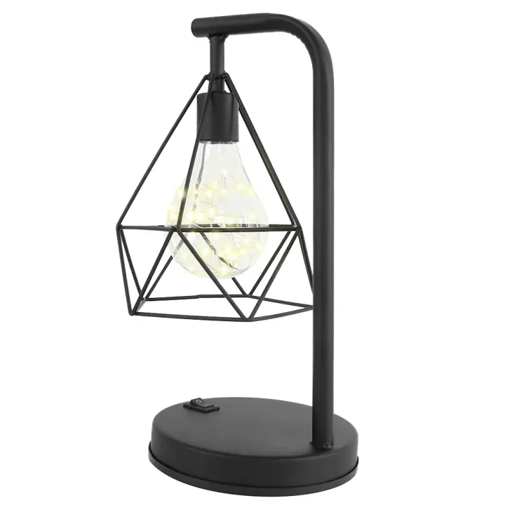 Lámpara De Noche LED Retro De Hierro Arte Geométrica Luz De Escritorio Lámpara De Borde De Cama Decoración Clásica Para Sala De Estar Café Bar Ambiente - 1