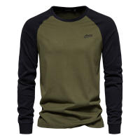 Camiseta de manga raglán de talla europea para hombre, camiseta de manga larga con empalme, Camiseta informal de algodón para hombre - details 2