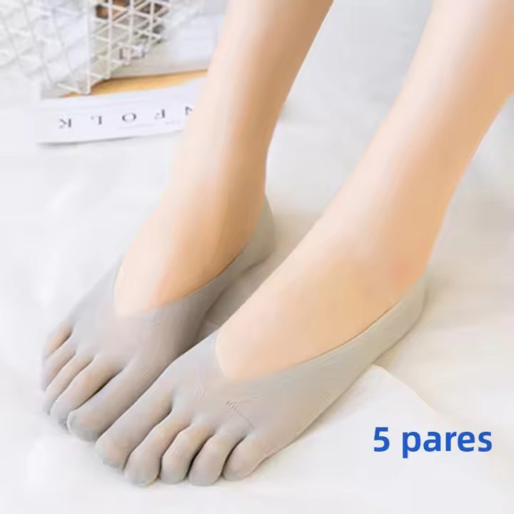 5 Pares De Calcetines De Pentagrama Para Mujer Primavera Verano Malla Fina Bocata Suave Absorbente De Sudor De Seda De Hielo - 1