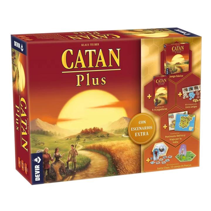 Devir - Catan Plus Nueva Edición 2023, Juego completo + Amplicaciones hasta 6 juegadores, Juego de Mesa