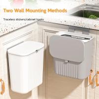 Cesta De Basura Inteligente Montada En La Pared 9L Para Cocina Y Baño Ecológica De Plástico Con Cubierta Rodante Accesorios De Cocina - details 2