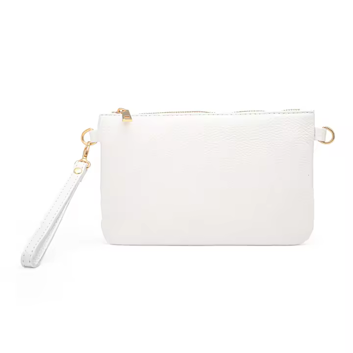 Bolso Clutch Mujer with Correa para el HOMBRO, Bolso de fiesta, mini Bolso Piel authentic Suave, Made in Italy, Modelo Mya , Clutch Blanco - 1