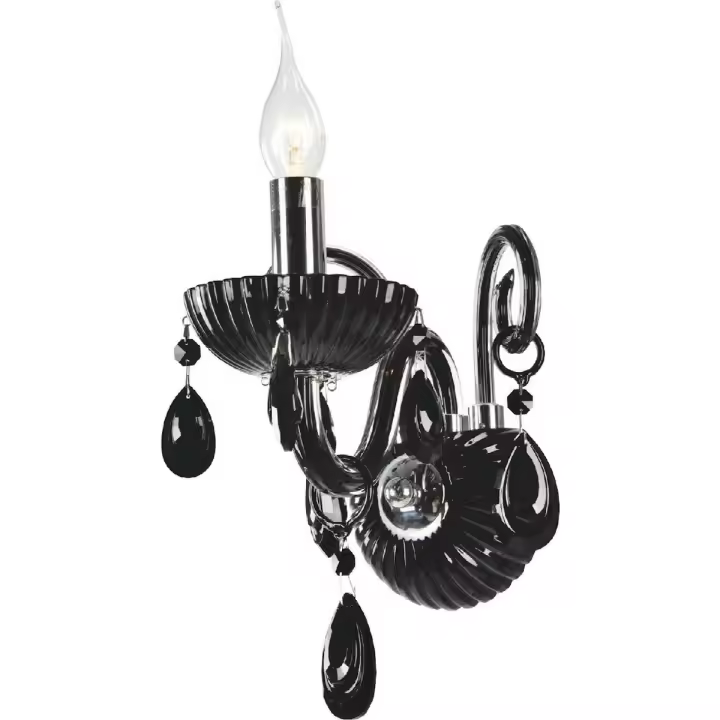 Lámpara de Cama Queen, Vidrio, Negro, 23x23x4 cm - 1