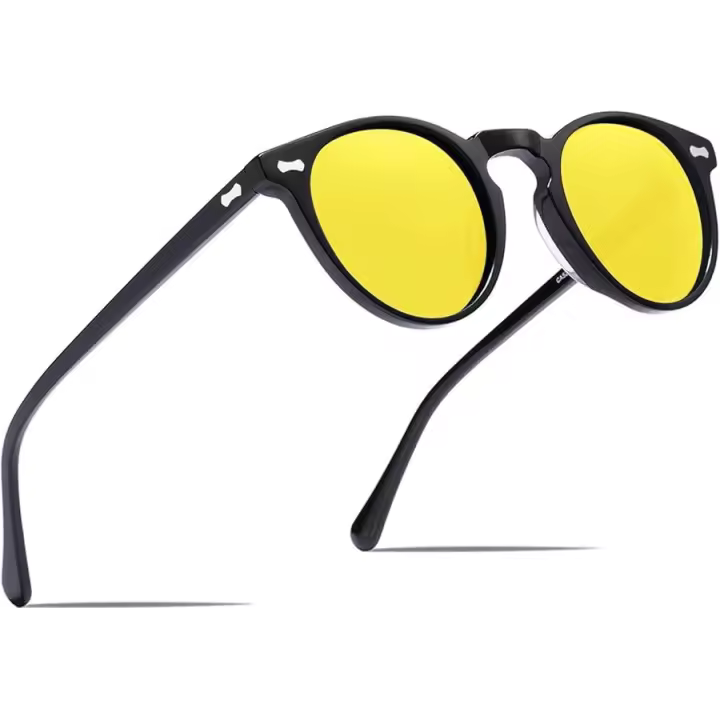 Gafas de Sol polarizadas Vintage para hombre, Protección UV402 para conducir y visitar. Marco Negro, lentes Amarillos - 1